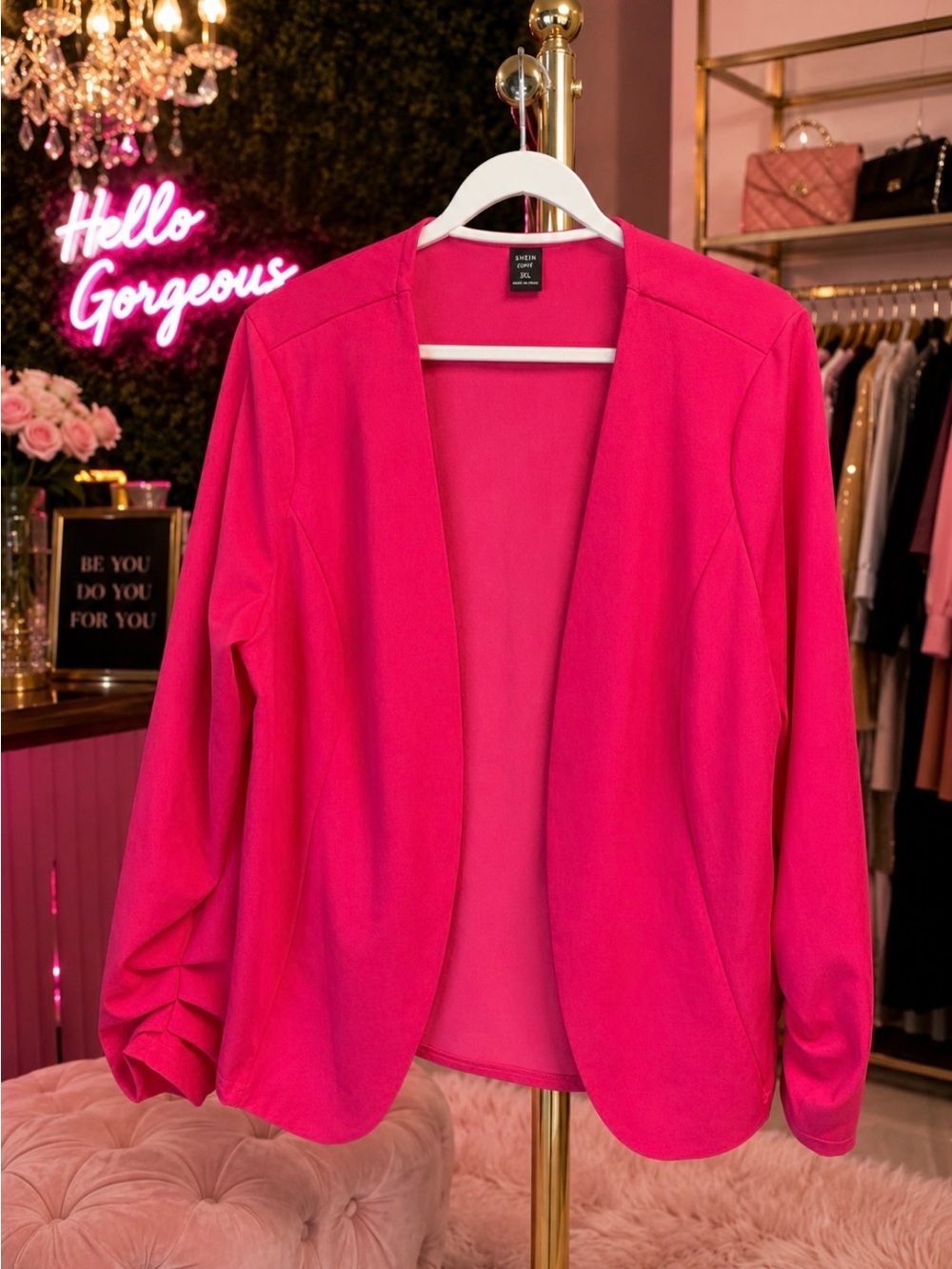 SHEIN Curve Hot Pink Open Front Blazer/Cardigan 1xl